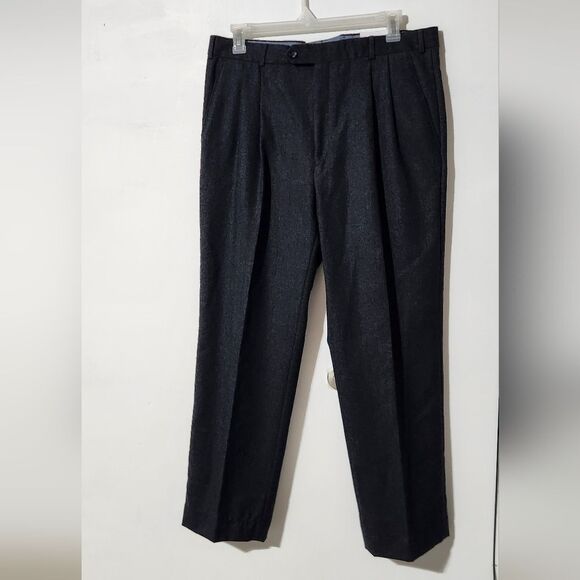 Paul Fredrick Men's Wool Classic Black Pants - Picture 1 of 5